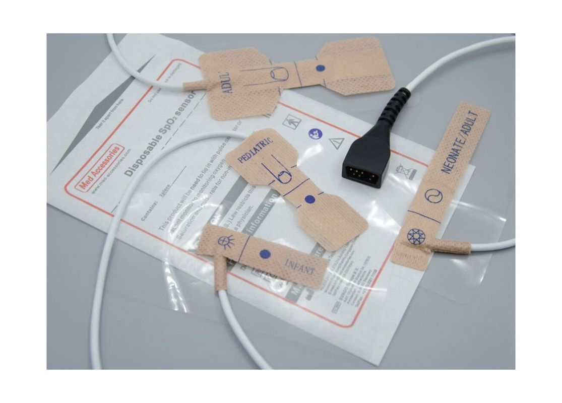 Med-Zubehör-Fabrik Kleber Einweg-Puls-Oxymeter Fingerprobe Länge 90cm Weiße Farbe