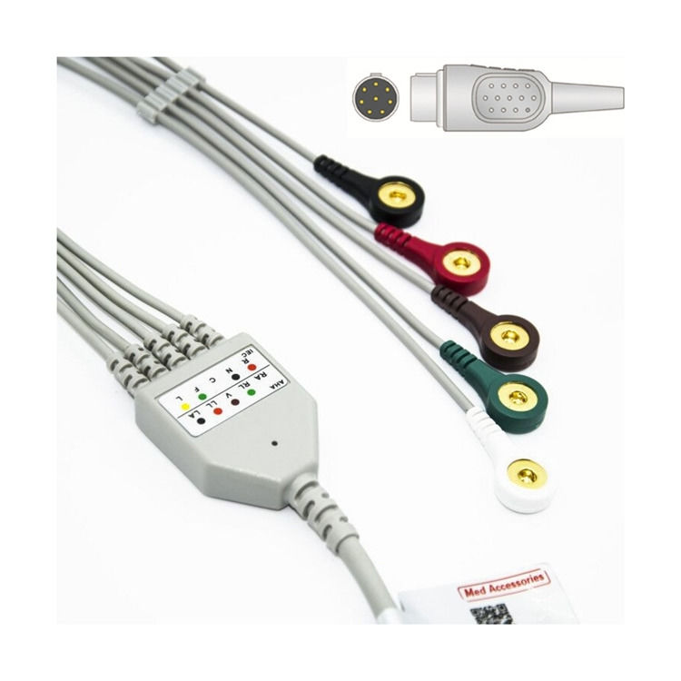 Medizinische Qualität Runddraht Mörtel Bananen Stecker EKG Kabel Set für genaue Gesundheitsüberwachung