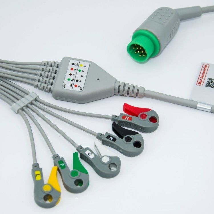 Medizinische Überwachung Zubehör Biolight EKG Kabel 12 Pin 5 Leads Grabber Ende Einstück 3,4m Größe