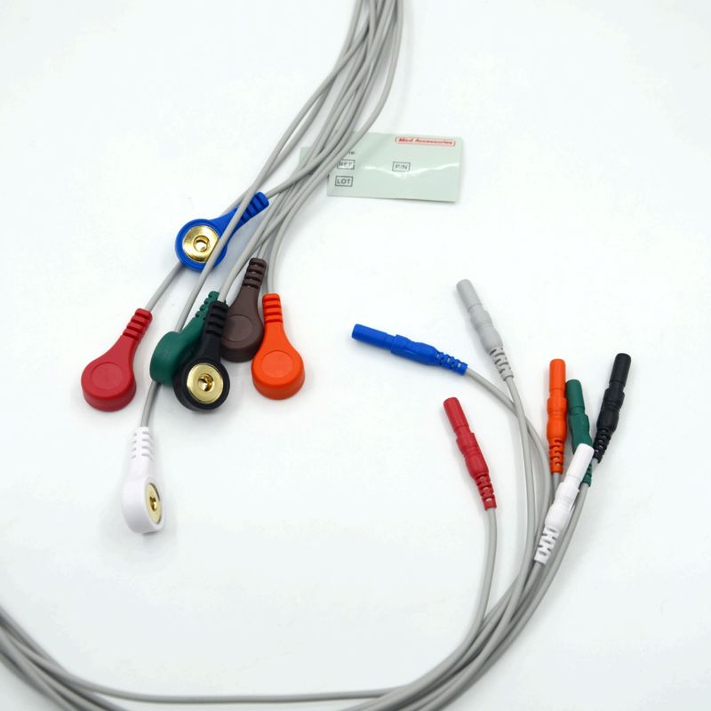 Hohe Qualität Din Typ 7 Blei Snap Holter Recorder Ecg Blei Drähte