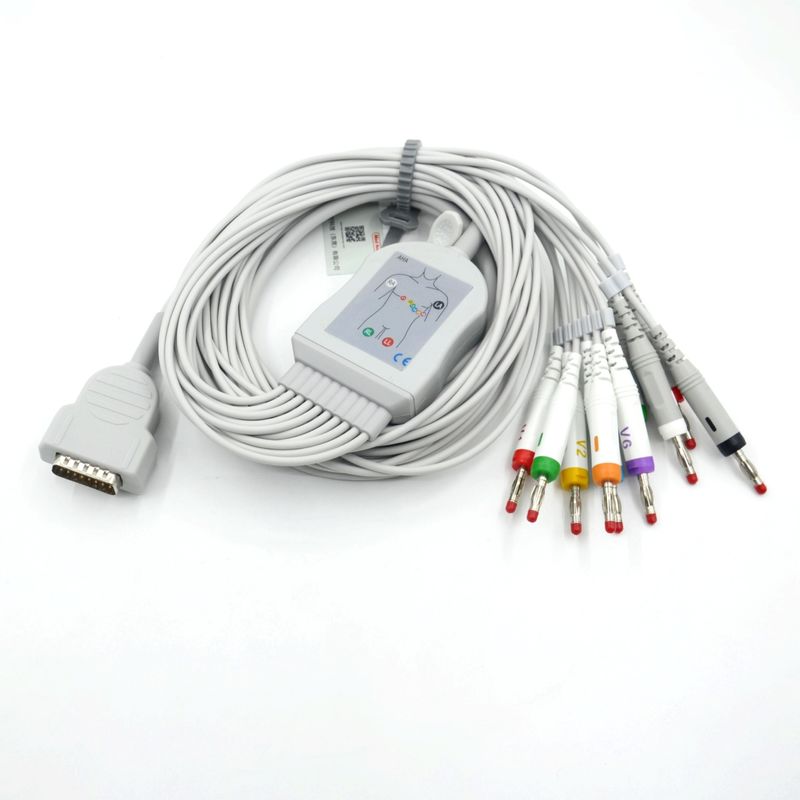 Kompatibles Nihon Kohden 10-Kabel EKG medizinisches EKG-Kabel 4,0 Banane AHA für Patientenmonitor Zubehör