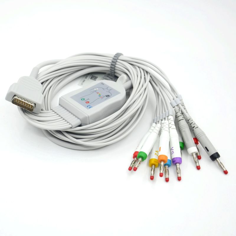 Kompatibles Nihon Kohden 10-Kabel EKG medizinisches EKG-Kabel 4,0 Banane AHA für Patientenmonitor Zubehör