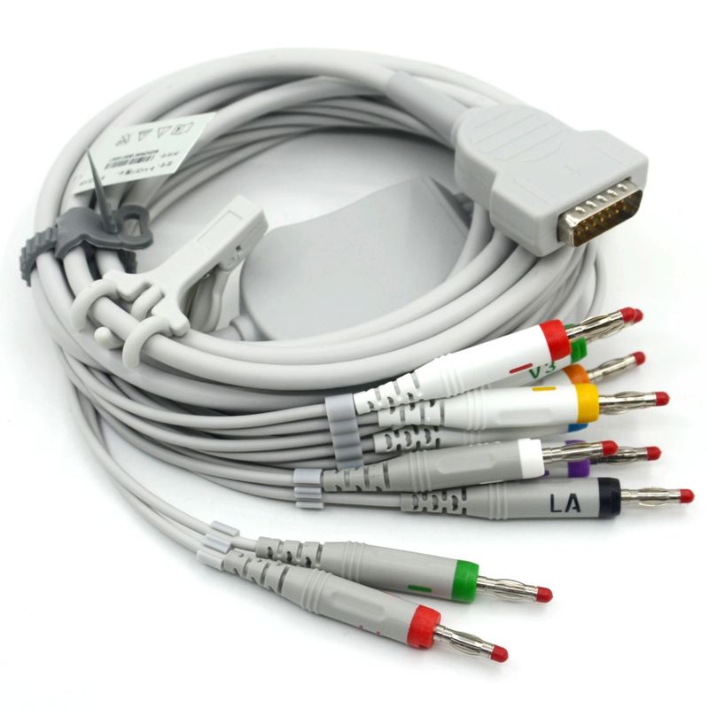 Kompatibles Nihon Kohden 10-Kabel EKG medizinisches EKG-Kabel 4,0 Banane AHA für Patientenmonitor Zubehör