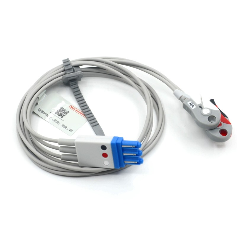 Kompatible Philips 3-Lead-ECG-Kabel-Lead-Drähte mit Grabber AHA Farbe CE&ISO13485