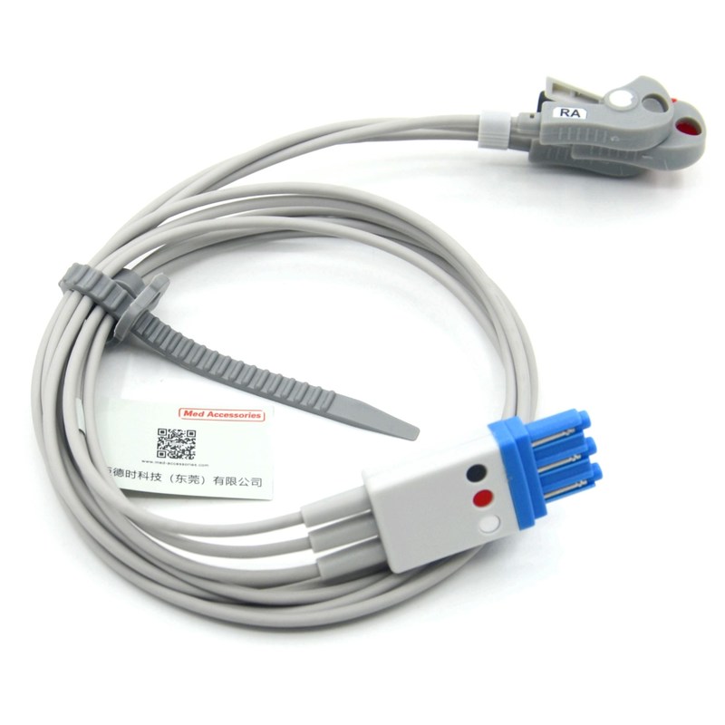 Kompatible Philips 3-Lead-ECG-Kabel-Lead-Drähte mit Grabber AHA Farbe CE&ISO13485