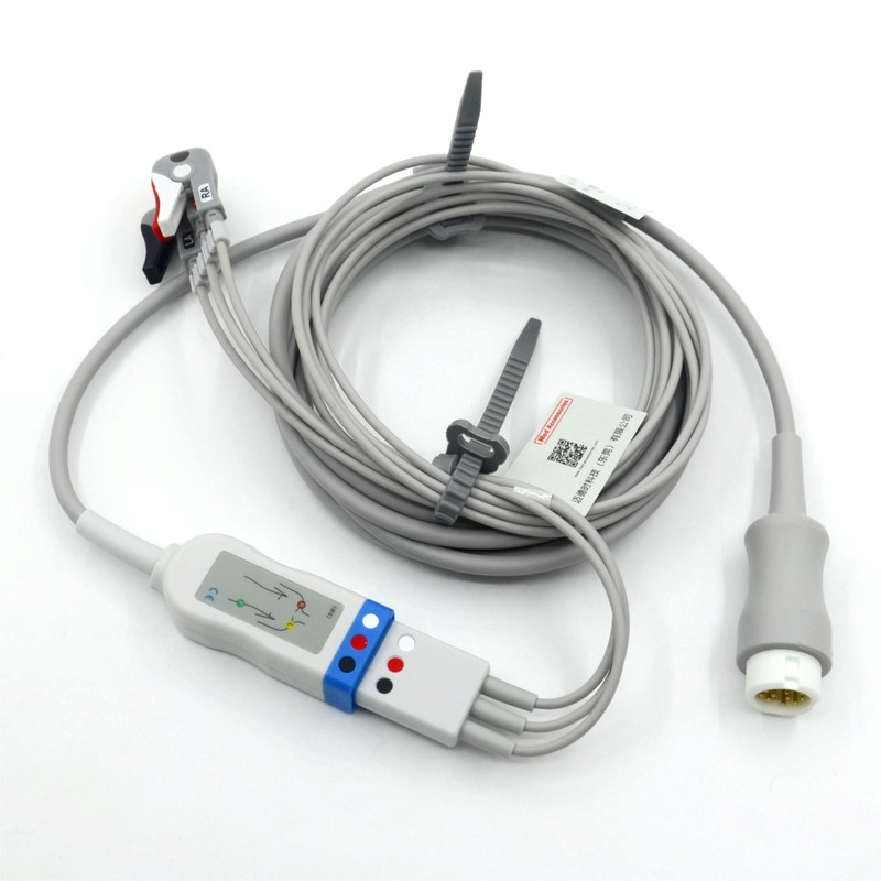 Kompatible Philips 3-Lead-ECG-Kabel-Lead-Drähte mit Grabber AHA Farbe CE&ISO13485