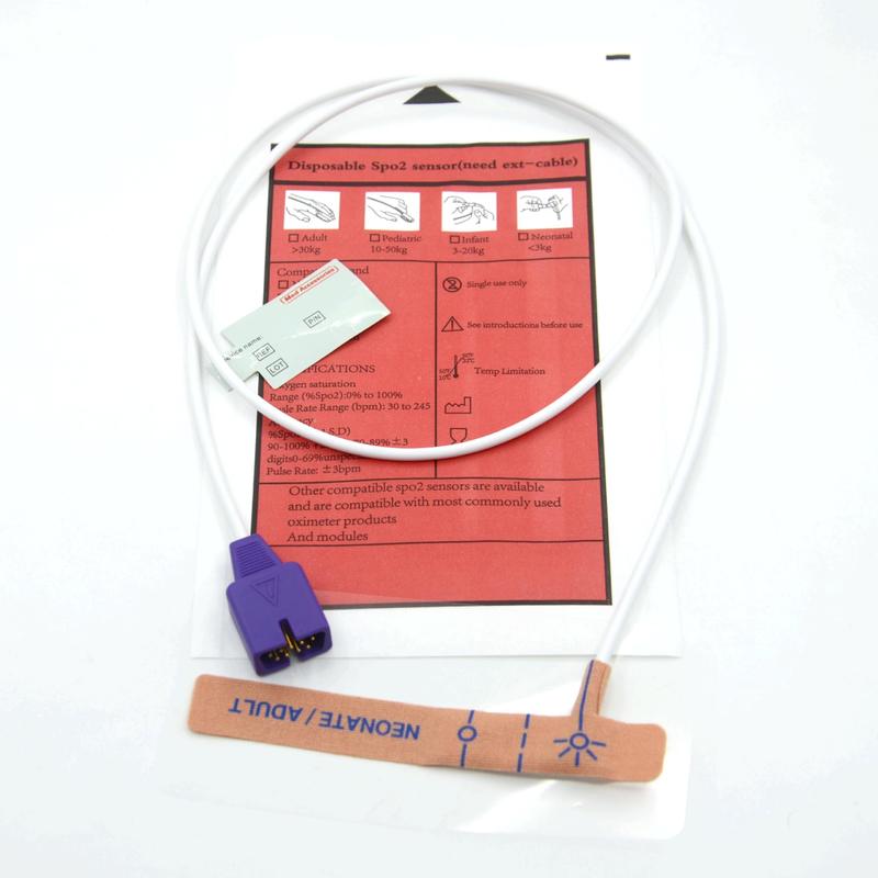 Medizinischer Zubehör Lieferant Stretch-Gewebe kompatibel Nellcor 9-poliger Einweg-SpO2-Sensor für Neugeborene/Erwachsene