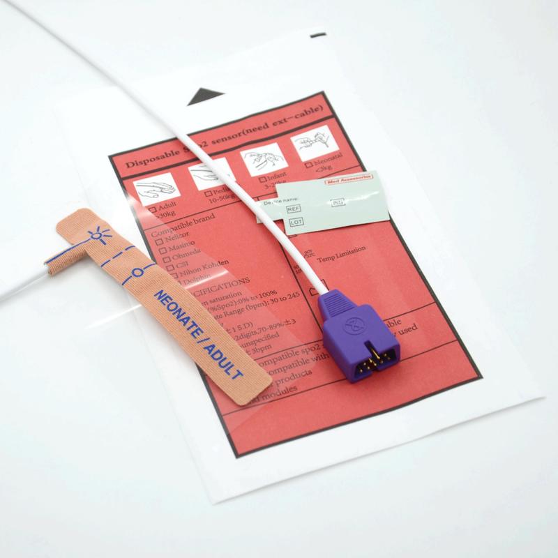 Medizinischer Zubehör Lieferant Stretch-Gewebe kompatibel Nellcor 9-poliger Einweg-SpO2-Sensor für Neugeborene/Erwachsene