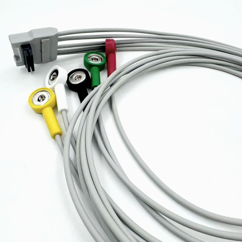 Hochwertiges Med-Zubehör RoHS-zertifiziertes diagnostisches Silikon IEC-Farbe 5-Lead-Grabber EKG-EKG-Kabel kompatibel BLT