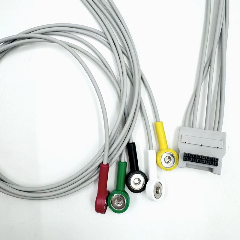 Hochwertiges Med-Zubehör RoHS-zertifiziertes diagnostisches Silikon IEC-Farbe 5-Lead-Grabber EKG-EKG-Kabel kompatibel BLT