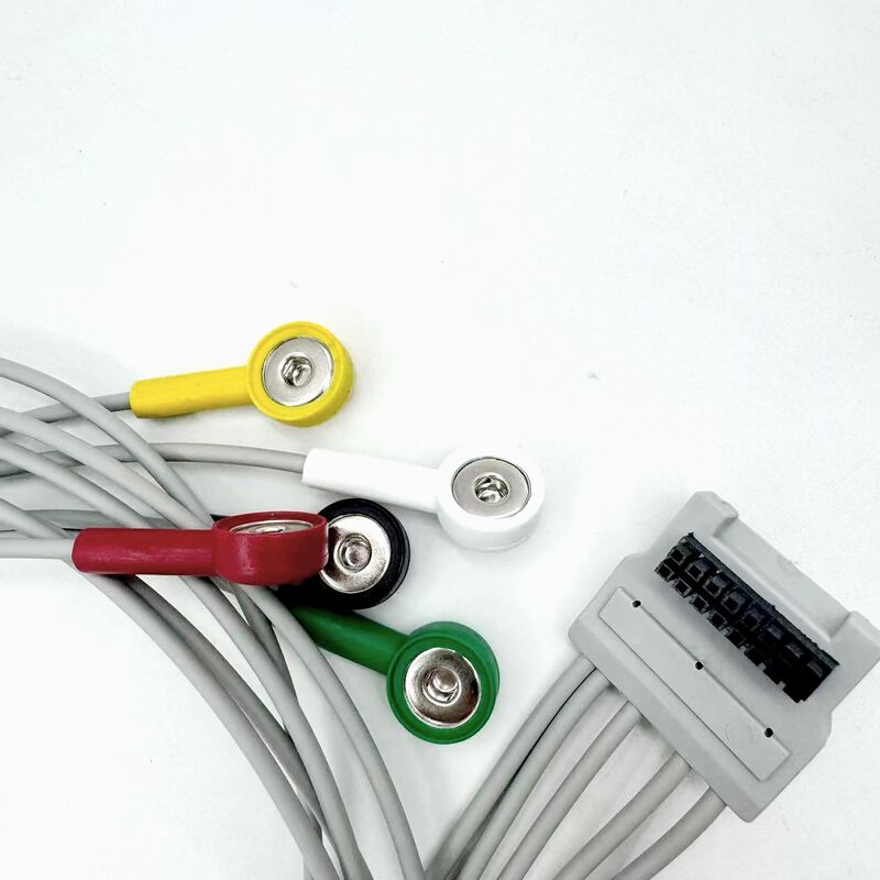 Hochwertiges Med-Zubehör RoHS-zertifiziertes diagnostisches Silikon IEC-Farbe 5-Lead-Grabber EKG-EKG-Kabel kompatibel BLT