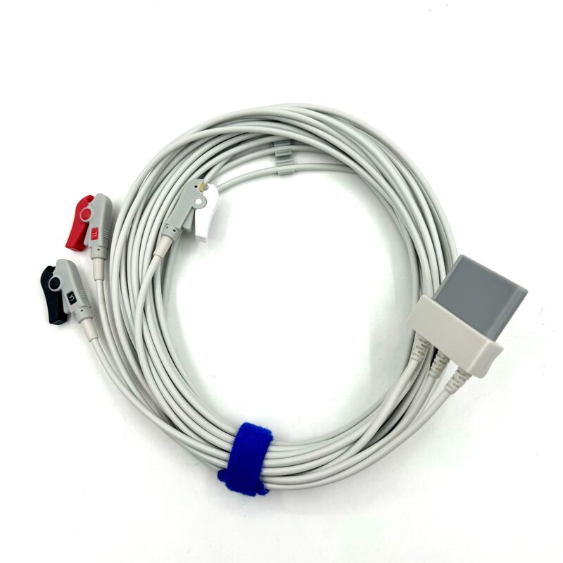 High Quality Med Accessories RoHS Certified Diagnostic Silicone IEC Color 3-Lead Grabber ECG Cable Leadwire