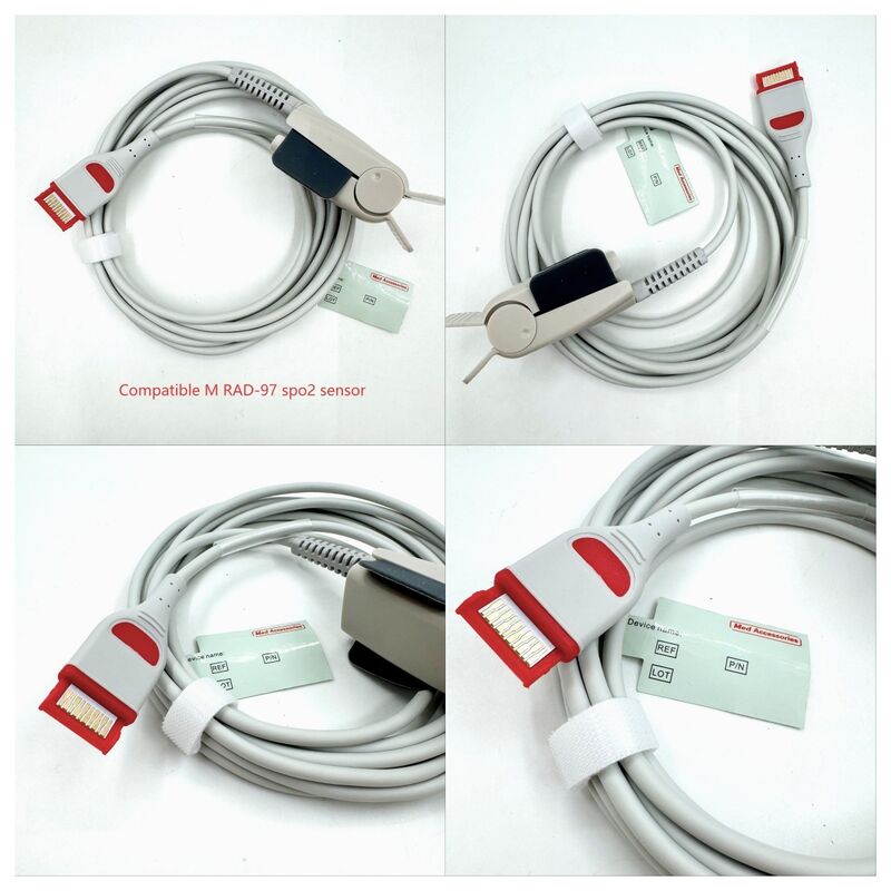 Hochwertiges Medizinisches Zubehör Medizinisches Monitor Zubehör Wiederverwendbarer Soft SpO2-Sensor für Erwachsene Kompatibel mit RAD-97 Spo2-Sensor