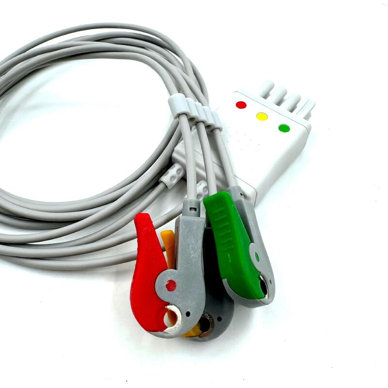 Hochwertiges Med-Zubehör IEC Farbmodell RoHS-zertifizierter 3-Lead-Grabber EKG Leadwire kompatibel mit Nihon Kohden