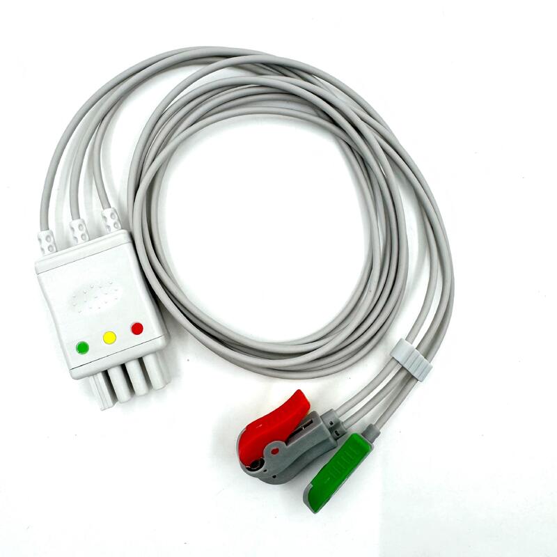 Hochwertiges Med-Zubehör IEC Farbmodell RoHS-zertifizierter 3-Lead-Grabber EKG Leadwire kompatibel mit Nihon Kohden