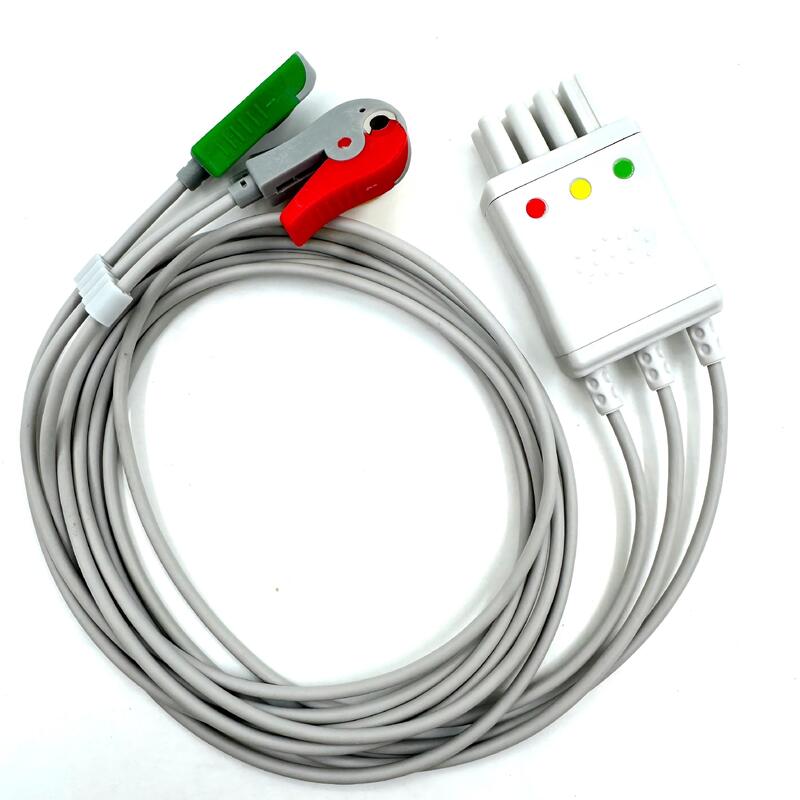 Hochwertiges Med-Zubehör IEC Farbmodell RoHS-zertifizierter 3-Lead-Grabber EKG Leadwire kompatibel mit Nihon Kohden