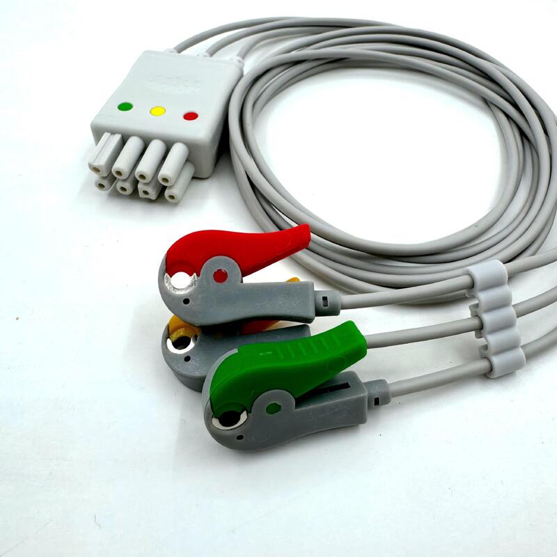 Hochwertiges Med-Zubehör IEC Farbmodell RoHS-zertifizierter 3-Lead-Grabber EKG Leadwire kompatibel mit Nihon Kohden