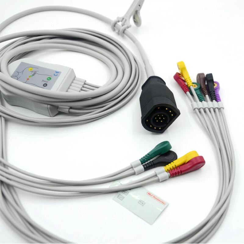 Med-Zubehör Krankenhaus-Klasse II Diagnostik EKG Kabel 10-Blei Zoll kompatibel Medizinischer Alkohol Desinfektion RoHS zertifiziert